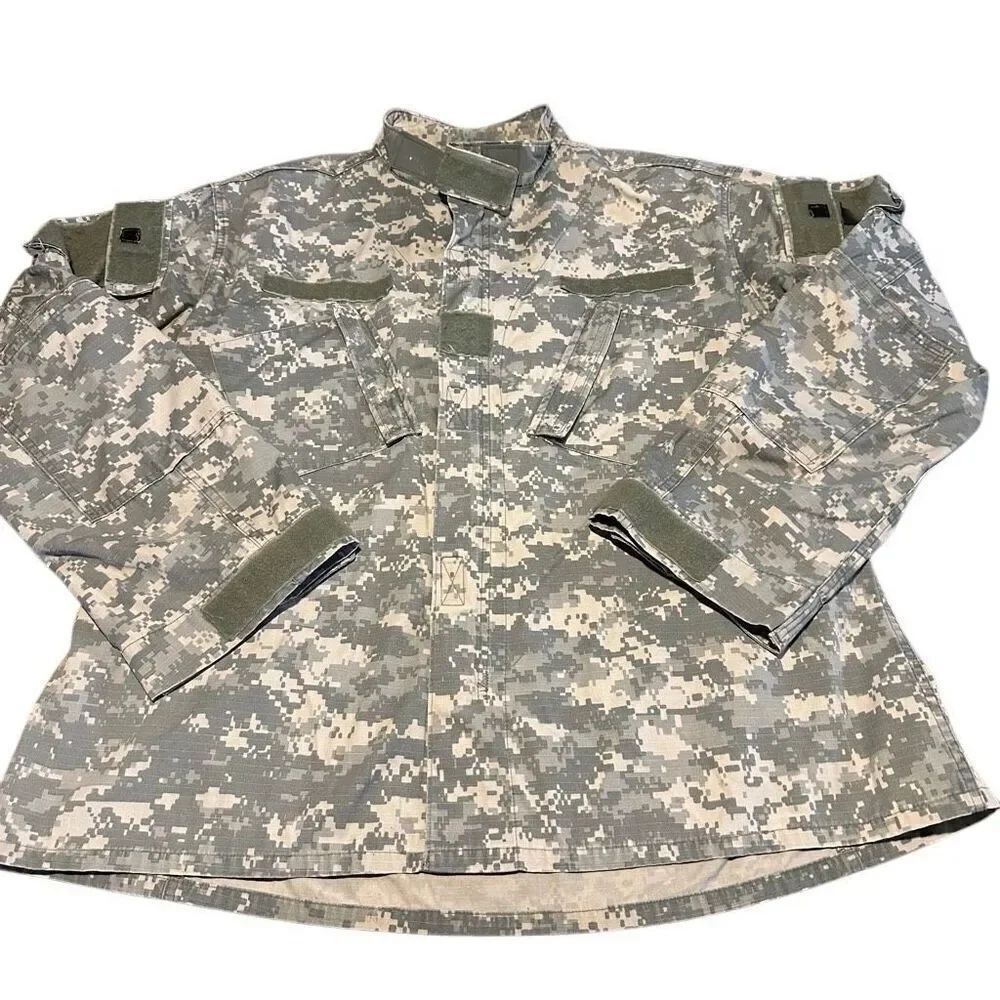 Vintage US Army Combat Jacket Mens Sz XL Digital Camo Military Uniform Coat Zip